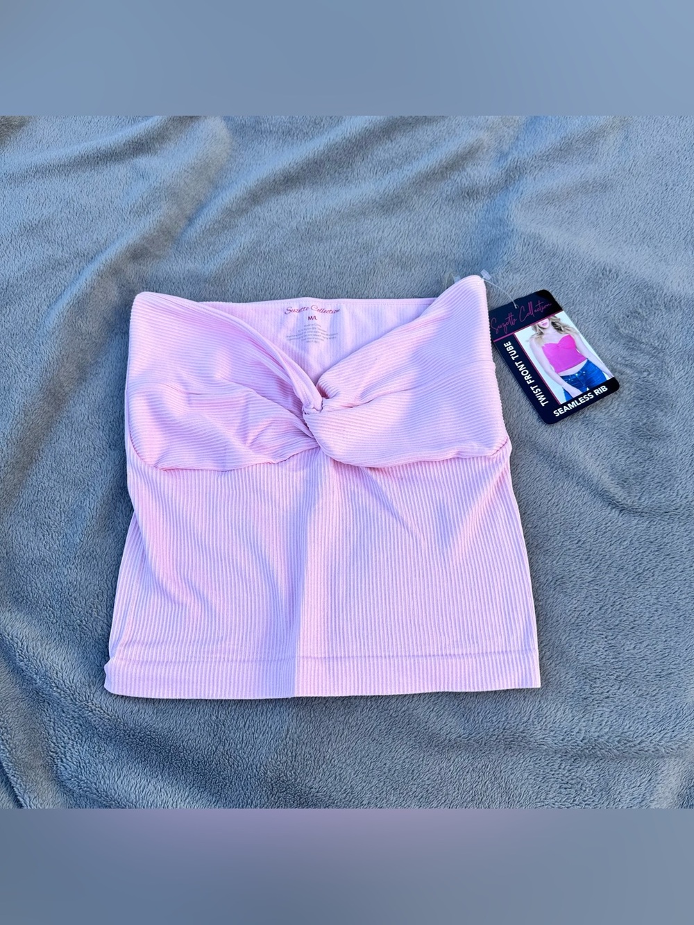 NWT Suzette Collection Women’s Pink 
Seamless Rib Twist Front tube top - M/L